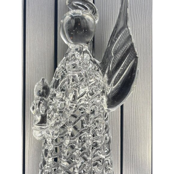 Large 6.5" Spun Glass Christmas Angel Holding Candle Handmade Vintage - Picture 5 of 7